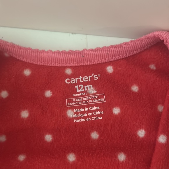 Carters girls Christmas holiday zippered footie pajamas size 12 months - Picture 3 of 5